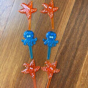 Six (6) Beach / Ocean Cupcake Picks / Toppers